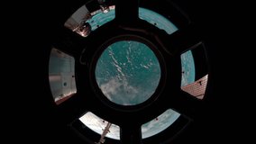 2 videos in1. Planet Earth seen from the ISS. Earth through the porthole of the ISS. Elements of this video furnished by NASA.