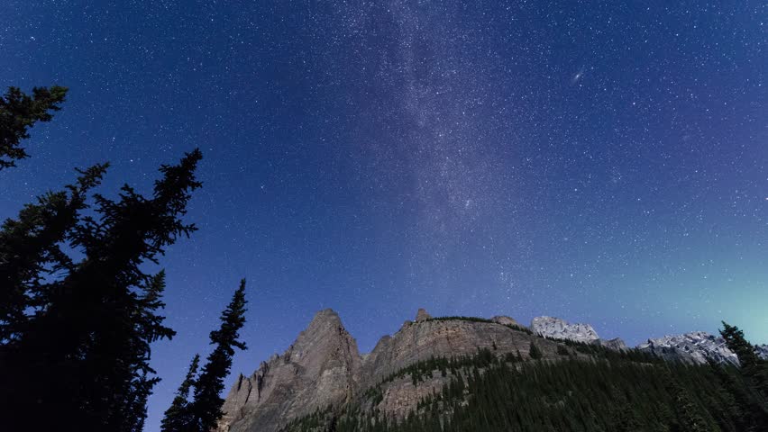 Milky way and moonlight time lapse, Yoho National Park