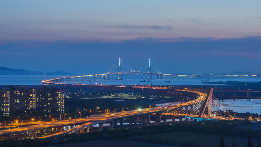 Time lapse of incheon bridge in Seoul,South Korea
