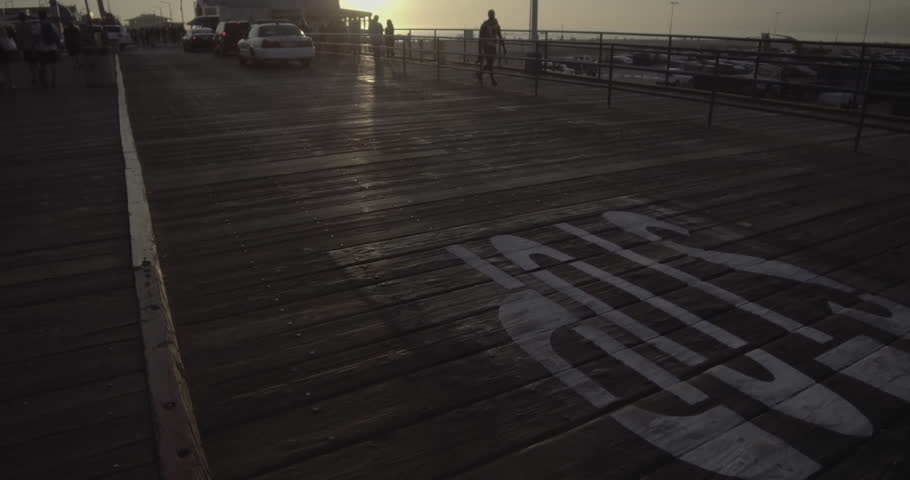 Santa Monica Pier - Tracking Along The Roadway Planks
