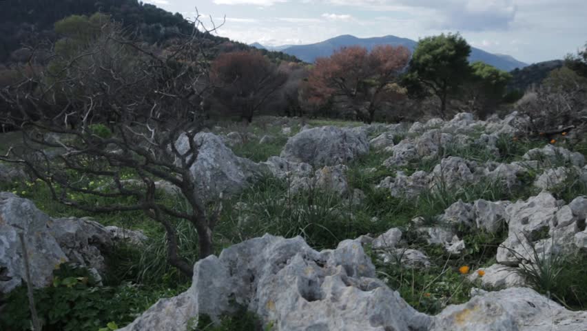 Mount Pellegrino is a hill facing east on the bay of Palermo, Sicily, southern Italy. Sea and mountains.