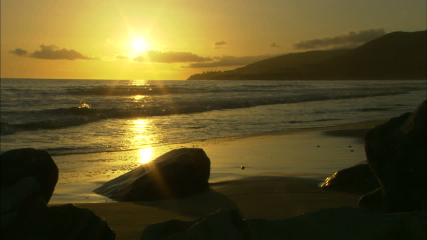 A gorgeous sunset on the beach near Santa Barbra, CA captured by a CineAlta at