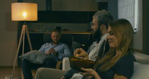 Group of friends hanging out together, communication at home. 4K UHD
