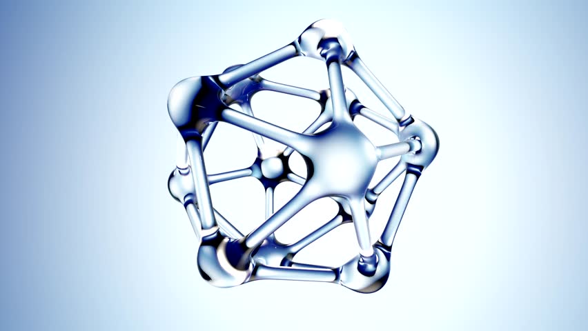 Molecule from water 3d illustration over blue background. 3d rendering 4K