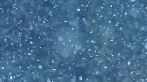 Slow motion snow falling, relaxing nature background, super-slow motion seamless loop.