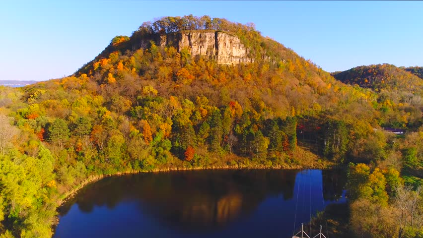 Fall colors adorn the hills of Eastern Minnesota near the Mississippi River.
