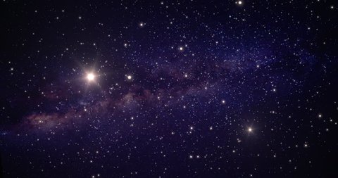 A slow animated background traveling through open space. Stars flow past camera, with a two bright suns and the center of the galaxy in the distance.	