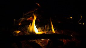 Bonfire at night close up, slow motion, full hd 1080p video footage