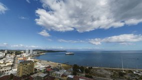Time lapse - Bay of Puerto Montt a summer day, where the arrival of cruise ships is frequent