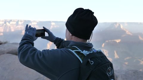 Grand Canyon, Arizona, USA - NOV 1, 2017: Shooting panoramic video at Grand Canyon