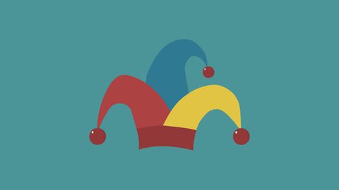 Clown jester hat flat design animation icon. loop with alpha channel.