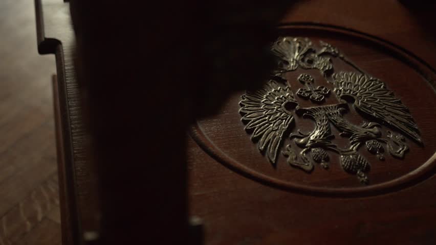 serbian coat of arms engraved in wood