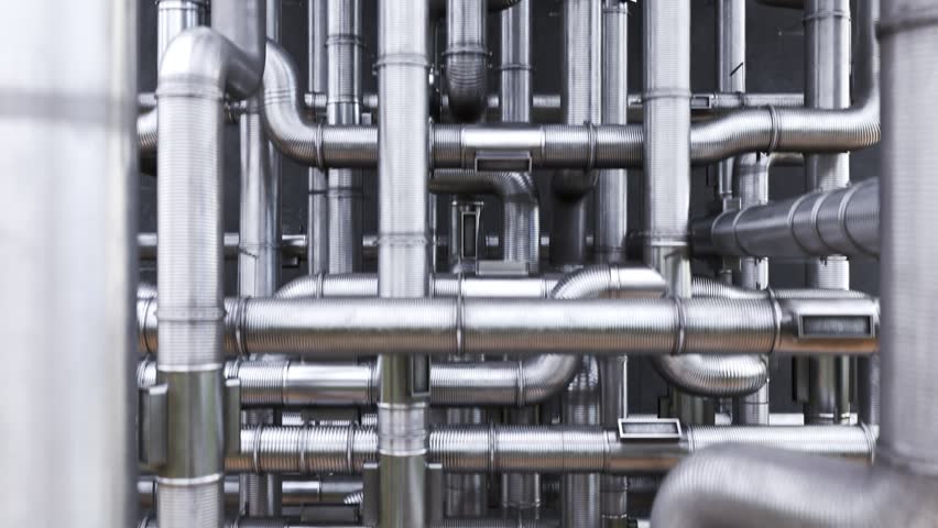 03168 Loopable animation of camera moving over the maze of clean pipes tangled together. Royalty-Free Stock Footage #1007150113