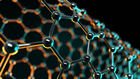03164 Nanotubes atom like nanostructure loopable animation. Nanotechnology, science background.