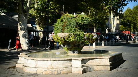 AIX EN PROVENCE, FRANCE - 10TH JULY, 2017: Fountaine in the street of the Aix en Provence, Provence, France, Europe.