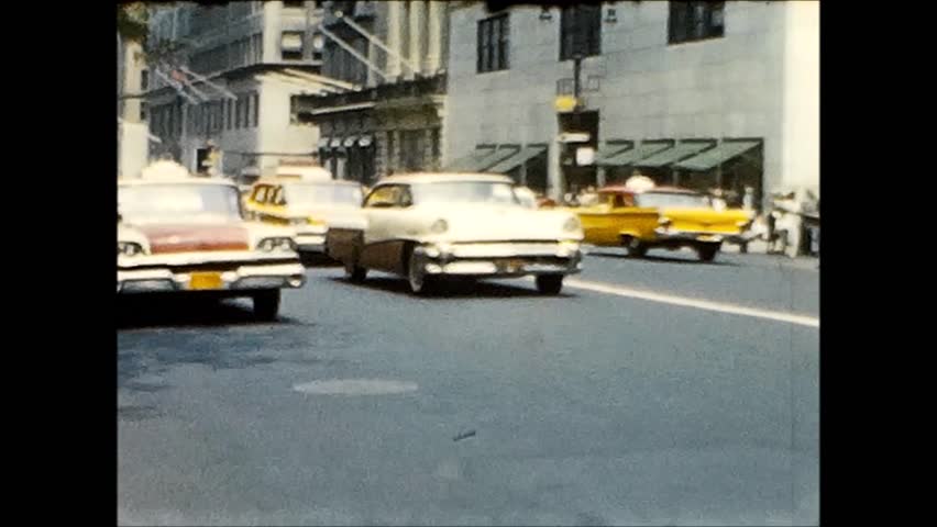 NEW YORK CITY/USA - CIRCA 1959: Several people and street scenes from Manhattan, New York City.