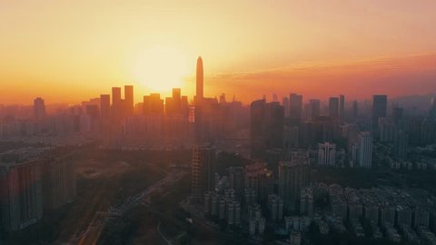 Sunset 4K Aerial Footage of Shenzhen, Guangdong, China, shot with DJI Phantom 4 Pro