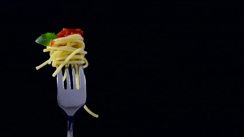 Spaghetti, Pasta On Black Background Stock Footage Video (100% Royalty