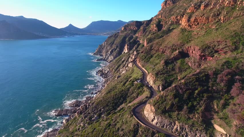 Aerial view of the scenic Chapman's Peak Drive in Cape Town, South Africa Royalty-Free Stock Footage #1007202868