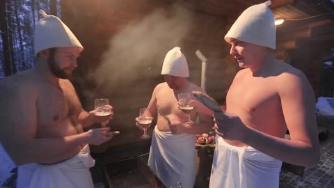 fun mens company rests in the traditional Russian sauna