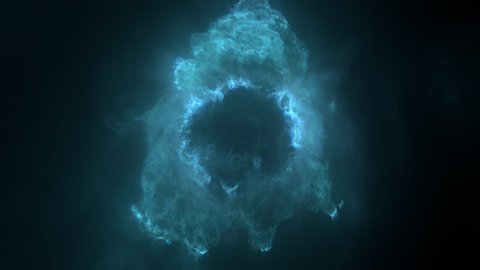 Fly through nebula in space / fly through elementary particle / fly through underwater plankton / fly through fractal matter. Separated on pure black background, contains alpha channel.