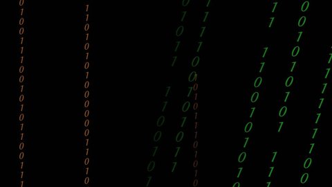 Abstract Binary Digital Code in colors, on black background