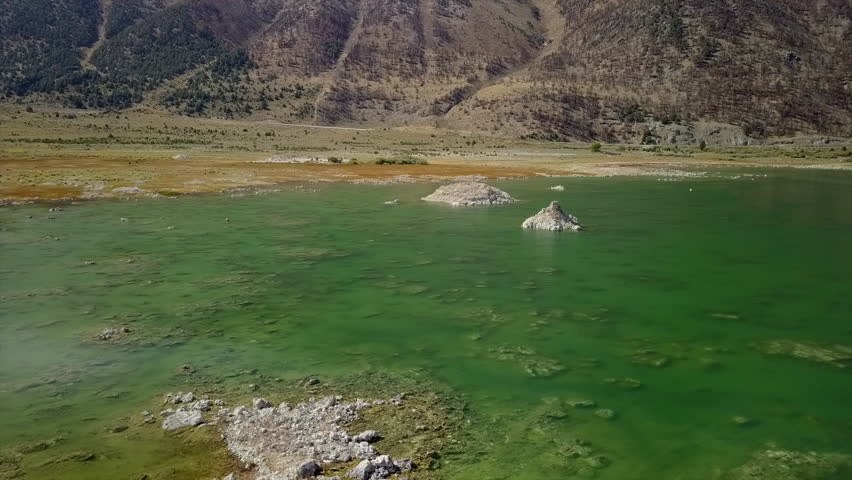 Aerial Birds eye view of Sierra Nevadas oasis Mono Lake California