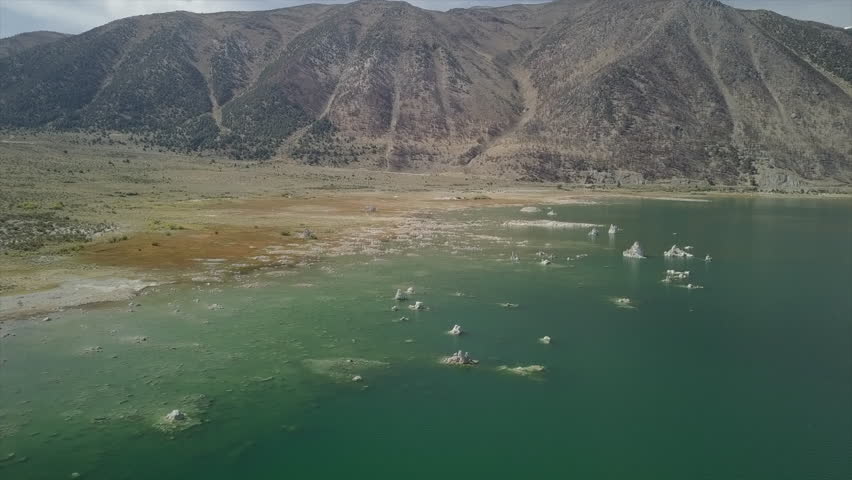 Aerial Birds eye view of Sierra Nevadas oasis Mono Lake California