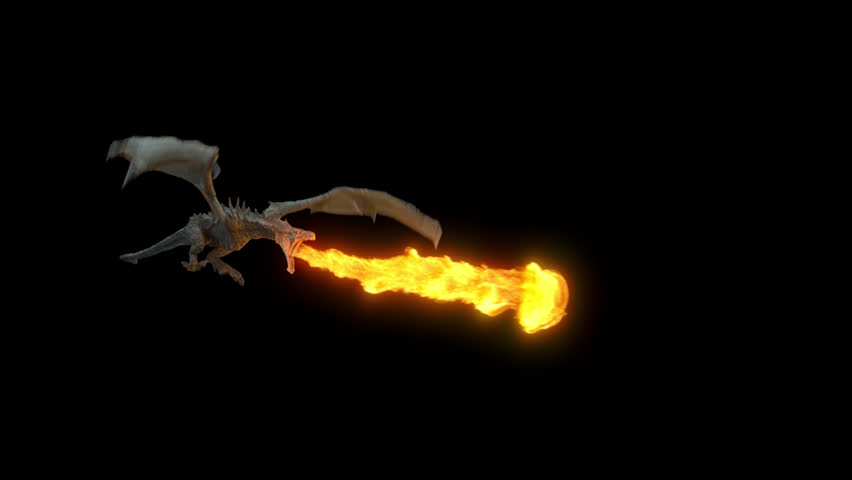 Realistic Dragon Flying Breathing Fire Looped Stock Footage Video 100