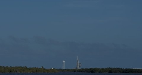 Kennedy Space Center, FL - FEBRUARY 06: SpaceX Falcon Heavy Demo Flight launched from Launch Complex 39A February 06th, 2018. Successful Launch.