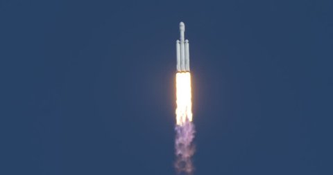 KENNEDY SPACE CENTER, FL - FEBRUARY 06: SpaceX launch of the Falcon Heavy Demo flight.  Launched from Complex 39A February 06th, 2018. Successful Launch.