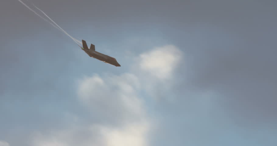 Israeli air force F-35 stealth fighter during low altitude flight