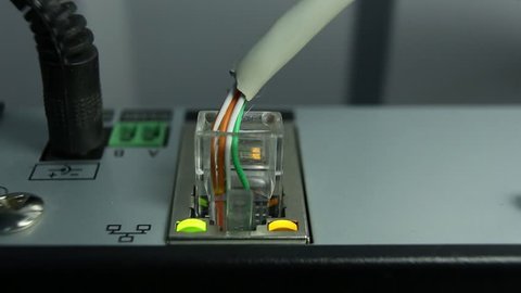 cable Internet connection and the flashing orange button