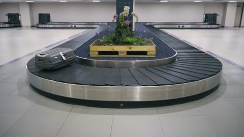 empty luggage claim line in airport
