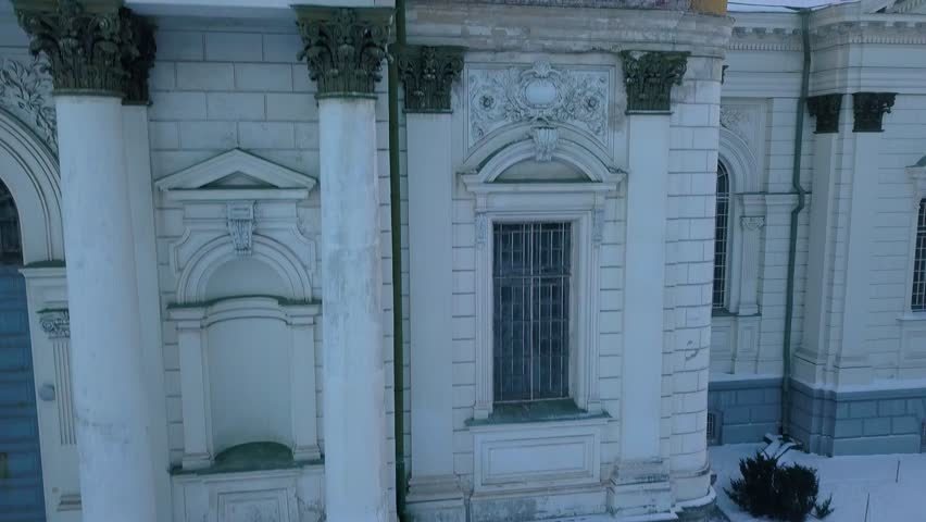 Aerial view of the Trinity Orthodox Cathedral. Sumy, Ukraine