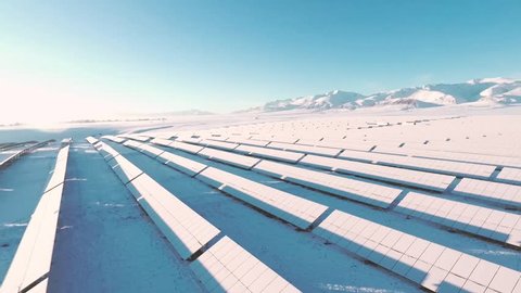 Altai. Winter. Aerial industrial view. Solar panels. Altay. Siberia. Russia. Winter.