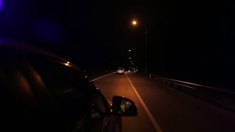 High speed police pursuit on freeway at night
