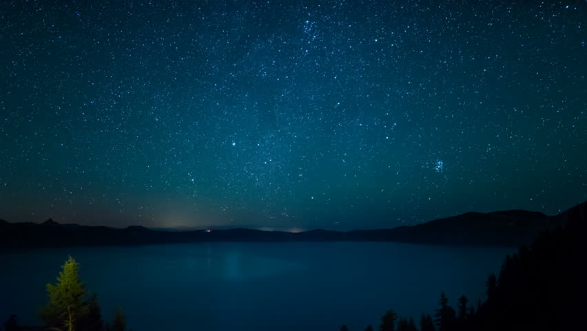 Aurora and Perseid Meteor Shower in Crater Lake National Park Oregon USA