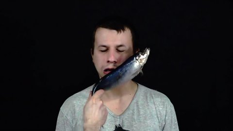 Strike the fish in the face in slow motion