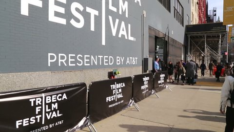 NEW-YORK - APRIL 16, 2015: Sign of Tribeca Film Festival