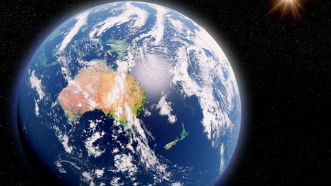 New Zealand, Earth Globe, View From Space