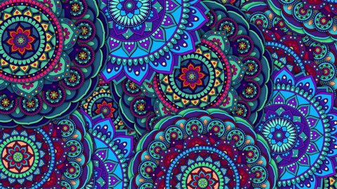 Mandala looped animation pattern for meditation, yoga,  chill-out, relaxing, music videos, trance performance, traditional Hindu and Buddhist events.