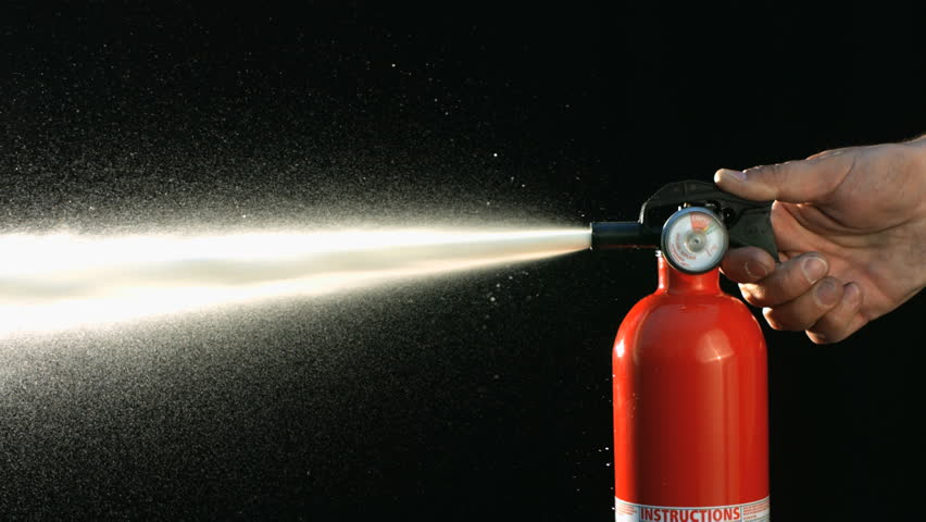 Slow Motion Fire Extinguisher Going Arkivvideomateriale (100 %