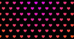 Heart pink red purple pattern loop 4K video motion on black background