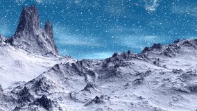 Fantasy alien planet. Mountain. Animation. Panorama. 4K