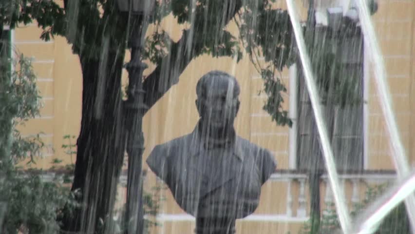 Russia Saint-Petersburg 2015 Jukovsky monument and fountain and admiralty