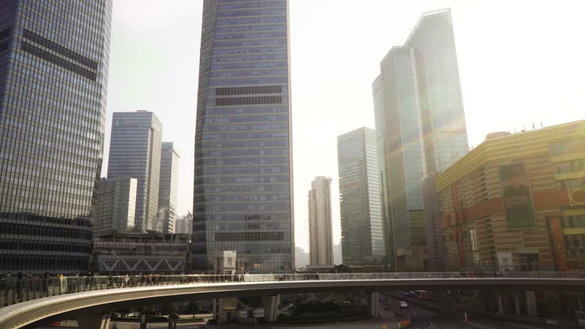 Skyscrapers of the Pudong area against the blue sky, Shanghai, China