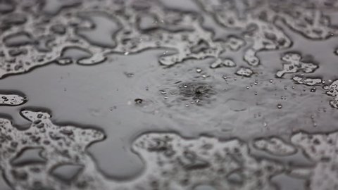 Rain drops close up seamless loop background. Rainy day weather. Slow motion