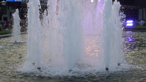 Fountain of water, slow motion 