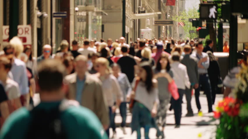 Crowded avenue. New York City. US. People walking in busy street of Manhattan. Traffic passing by.  | Shutterstock HD Video #1007419207